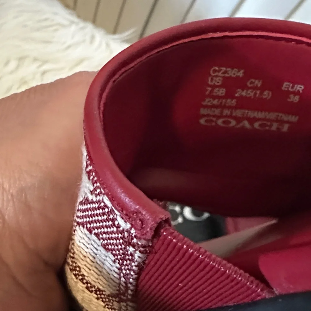 Coach Burgundy and Cream Women's Slide Sandals - Picture 4 of 8